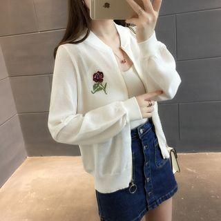 Rose Print Knit Jacket