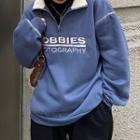 Half-zip Mock-neck Lettering Sweatshirt