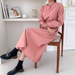 Tie-back Pintuck-waist Dress