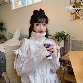 Cold-shoulder Turtleneck Sweater