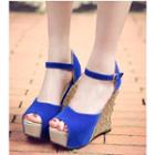 Glitter Wedge Ankle Strap Sandals