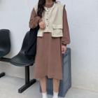 Balloon-sleeve Pullover Dress / Cropped Vest