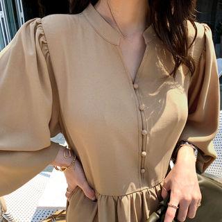 Shirtwaist Long Chiffon Dress