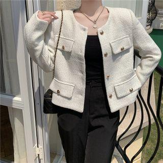 Round Neck Button-up Jacket