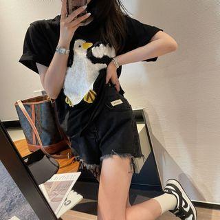 String Denim Shorts