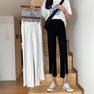 Cropped Zip-up Boot-cut Pants