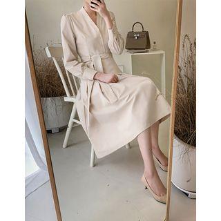 Flared Shirtwaist Dress With Sash