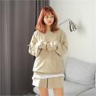 Crew-neck Brushed-panel Sweatshirt