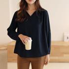 Tap-sleeve Shirred Blouse