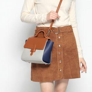 Color Block Faux Leather Shoulder Bag