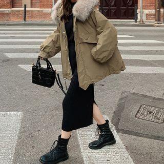 Long-sleeve Fluffy Trim Jacket