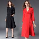 3/4-sleeve Plain Coatdress