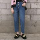 Multicolor Button-fly Baggy Jeans