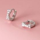 Bow Rhinestone Sterling Silver Hoop Earring 1 Pair - S925silver - One Size