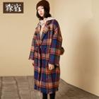 Fray Hem Plaid Woolen Coat