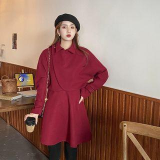 Set: Cropped Jacket + Plain Top + Sleeveless Dress