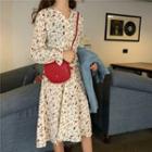 Floral Print Long Sleeve Dress Almond - One Size