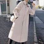 Single-breasted Lantern-sleeve Midi Coat