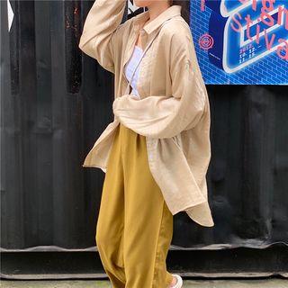 Metallic Long-sleeve Loose-fit Shirt