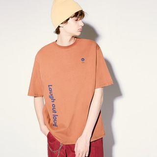 [r:lol] Couple Vertical-letter Printed T-shirt