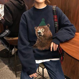 Bear Printed Pullover Navy Blue - One Size