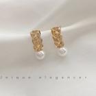 Faux Pearl Drop Earring A224 - 1 Pair - Gold & White - One Size