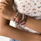 Lettering Acrylic Bead Bracelet 2233 - Purple - One Size