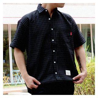 Short-sleeve Colored Check Shirt