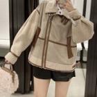 Buckled Fleece Panel Zip Jacket