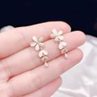 Rhinestone Flower Drop Earring 1 Pair - Silver Pin - Gold - One Size