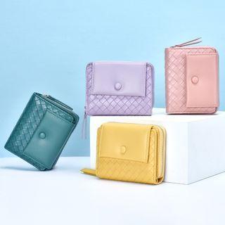 Woven Faux Leather Short Wallet