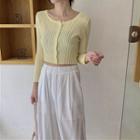 3/4-sleeve Buttoned Knit Top / Cropped Harem Pants