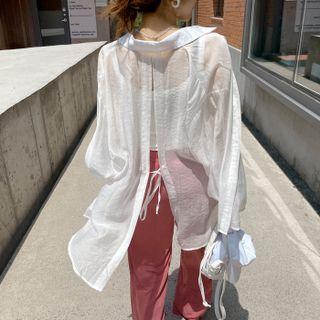 Tie-back Boxy Sheer Shirt
