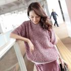 Melange Knit Short-sleeve Sweater