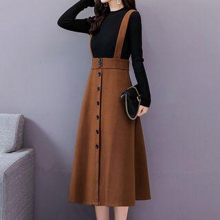 Set: Knit Top + A-line Midi Jumper Skirt