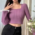 Lace Trim Ribbed Knit Crop Top