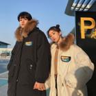 Couple Matching Hooded Applique Oversize Parka