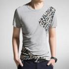 Short-sleeve Leopard Print Panel T-shirt