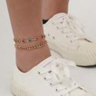 Set Of 2: Rhinestone Chain Anklet 103 - Gold - One Size