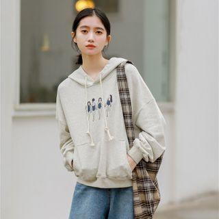 Print Hoodie Light Gray - One Size