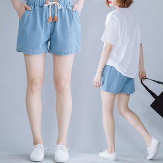 Plain Shift Denim Shorts