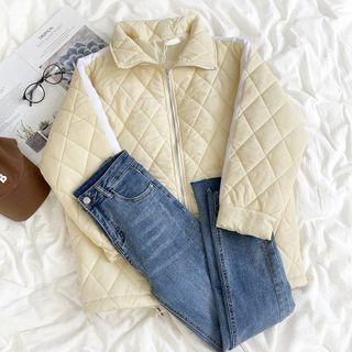 Long-sleeve Embossed Contrast Trim  Jacket