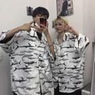 Couple Matching Print Oversized Shirt