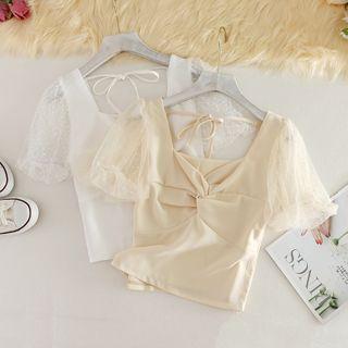 Chiffon Bow Short-sleeve Top