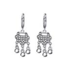 Lock Rhinestone Alloy Fringed Earring 01 - 1 Pair - 3999 - Silver - One Size