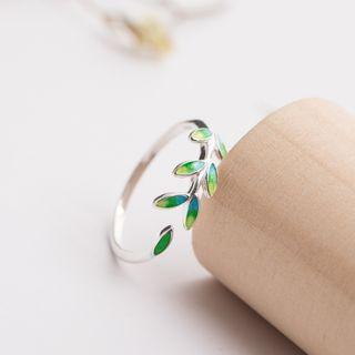 925 Sterling Silver Leaf Open Ring J540 - One Size
