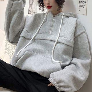Long Sleeve Zip Front Hooded Pullover