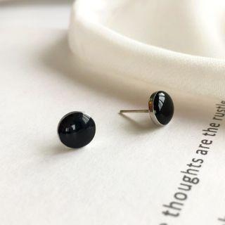 Glaze Disc Earring 1 Pair - S925 - Black - Earrings - One Size