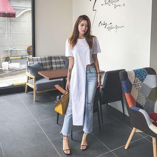 Short-sleeve Tie-hem T-shirt