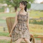 Sleeveless Plaid Dress / Jacket / Set